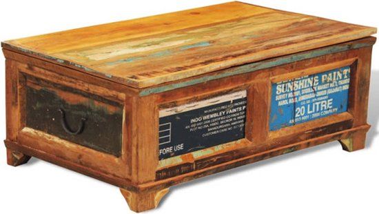 vidaXL Salontafel met opbergruimte, vintage stijl, gerecycled hout