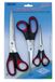 Wedo 9763 universele schaarset (roestvrij staal, 3-delig, kunststof softgrepen 16/21/25,5 cm) zwart/rood