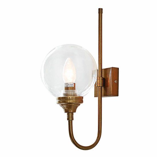 Loberon Wandlamp Anthé antiekmessing/helder
