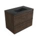 Saniclass Badkamermeubelset - 80x45x62cm - Vygo keramische wastafel zwart - 1 wasbak - zonder kraangat - 2 lades - mat eiken charcoal