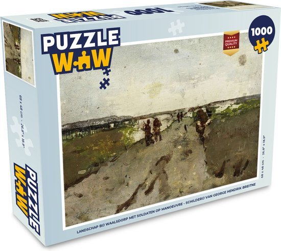 MuchoWow Puzzel Landschap bij Waalsdorp met soldaten op manoeuvre - Schilderij van George Hendrik Breitner - Legpuzzel - Puzzel 1000 stukjes volwassenen - Sinterklaas cadeautjes - Sinterklaas voor grote kinderen