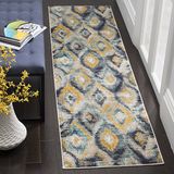 Safavieh Boho Chic Indoor Geweven Vloerkleed, Monaco Collectie, MNC242, Blue & Multi, 66 x 244 cm