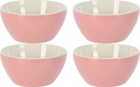 Excellent Houseware Soepkommen/schaaltjes - 4x - Acapulco - porselein - D14 x H6.5 cm - lichtroze