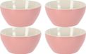 Excellent Houseware Soepkommen/schaaltjes - 4x - Acapulco - porselein - D14 x H6.5 cm - lichtroze