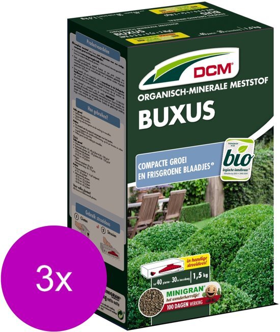 DCM Meststof Buxus - Siertuinmeststoffen - 3 x 1.5 kg