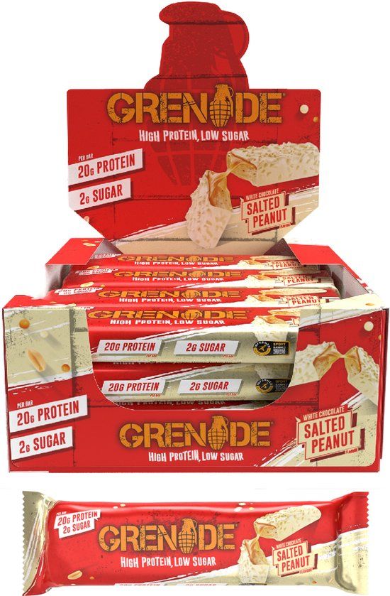 Grenade Protein Bar White Chocolate Salted Peanut 20g Protein - Doos 12x 60g