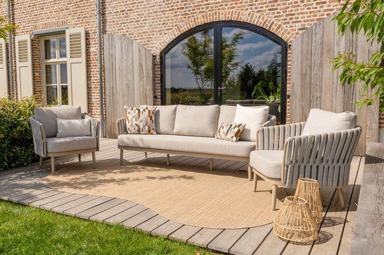 4 Seasons Outdoor Taste Eva Stoel-bank Loungeset 3-delig - Beige - 5 Jaar Garantie