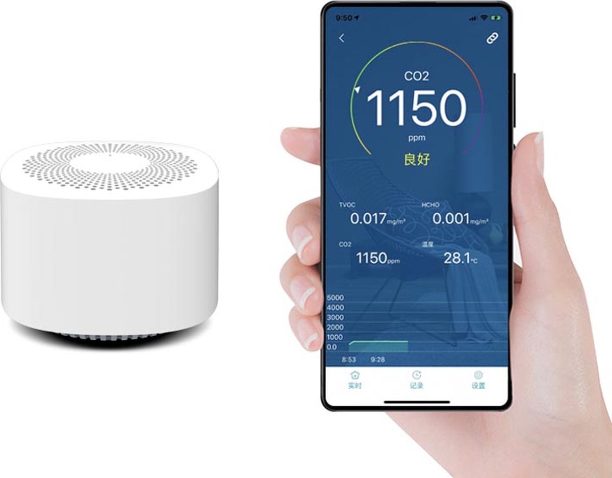 Kokoon Air Protect mini luchtkwaliteitmeter, Bluetooth connectie