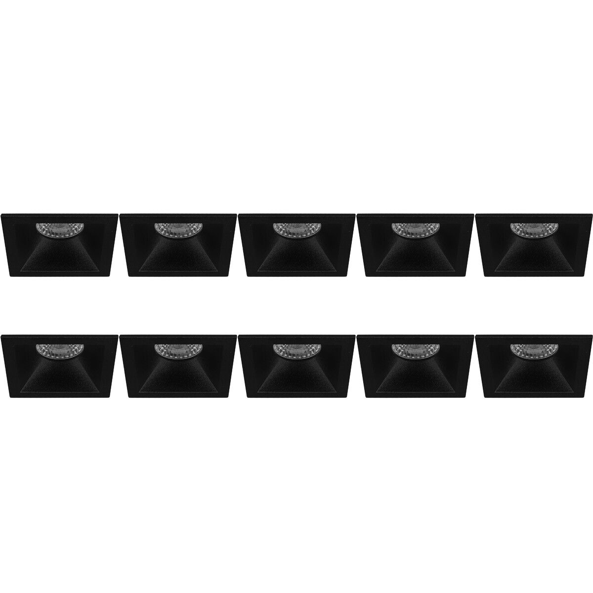 BES LED Spot Armatuur 10 Pack - Pragmi Pollon Pro - GU10 - Inbouw Vierkant - Mat Zwart - Aluminium