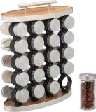 Merkloos Relaxdays kruidenrek - 20 potjes - met strooidop - draagbaar - staand - 5 laags