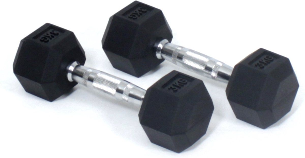Core Power Meijers CORE-POWER Hexagon Dumbbells 3kg | Hex Halter Set | Zwart
