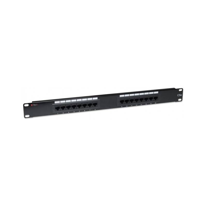 Techly 16 x RJ45 Cat.5E Patch Panel - Zwart