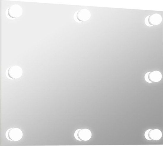 vidaXL Wandspiegel zonder lijst met LED-lampen rechthoekig glas