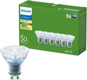 Philips UltraEfficient GU10 led-spots, 6 stuks, 375 lumen, 50 W, knippervrij, oogcomfort, lange levensduur, warm wit licht, 2700 K
