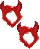 Merkloos 4x stuks duivel diadeem haarband met veren en pailletten