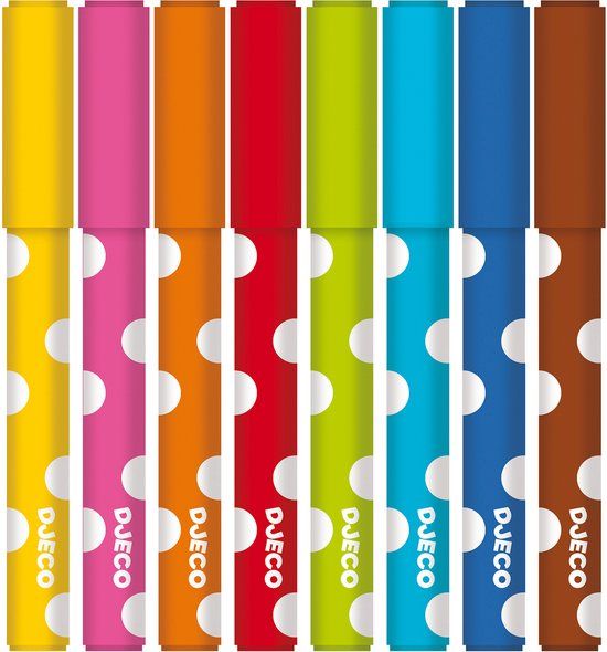 Djeco Uitwasbare Viltstiften - Set van 8 Pastels voor kinderen vanaf 3 jaar