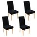 Smiry Set van 4 stretch fluwelen stoelhoezen voor eetkamerstoelen, zachte pasvorm, afneembaar, wasbaar, voor keukenstoelen, stoelen zonder armleuning, zwart