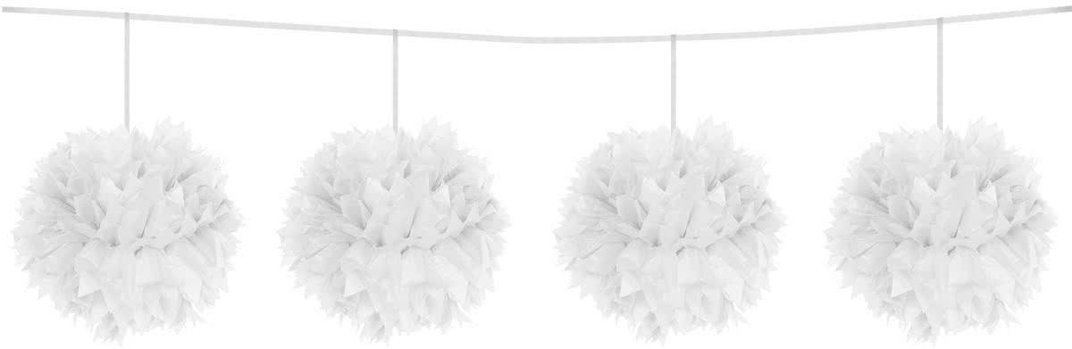 Folat Pompom slinger wit 12cm/ 3 meter