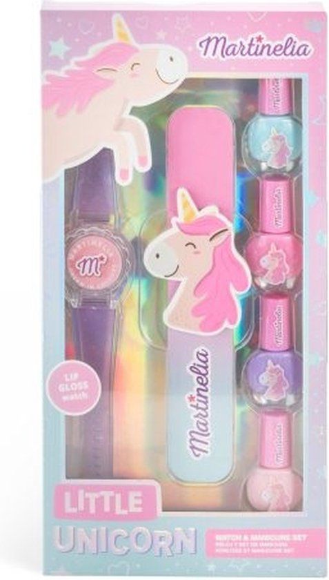 Martinelia LITTLE UNICORN Manicure Set with Watch - Pink/Light Blue/Purple