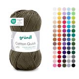 Gründl Wol Cotton Quick uni - dunne wol voor haken - breigaren - haakgaren - glanzend en huidvriendelijk - 100% katoen - 1 kluwen 50 g / 125 m - naalddikte 3-4 - zwartgroen