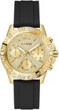 Guess Majesty Multifunctioneel Horloge Zwart Kast Gemaakt Van 100% Roestvrij Staal En Een Armband Van 100% Siliconen 40 GW0772L5