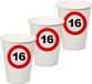Merkloos / Sans marque Espa Nv Verjaardagsfeest leeftijd bekertjes 16 jaar - 24x stuks - papier - thema leeftijd stopbord