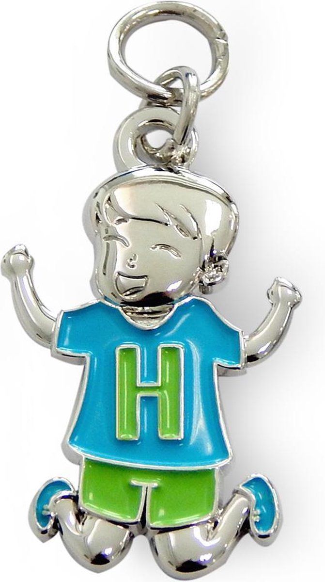 Charms for you Bedeltje - H - Jongen - kunststof multi
