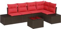 vidaXL Tuinbankenset met opslag Bruin en Rood poly rattan