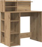 vidaXL Bureau Artisan Eiken Bewerkt Hout 90 x 48 x 101,5 cm