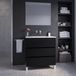 Saniclass Chaci PLUS Badkamermeubelset - 80x86x46cm - keramische wastafel wit - 1 wasbak - zonder kraangaten - 3 lades - rechthoekige spiegel - mat zwart