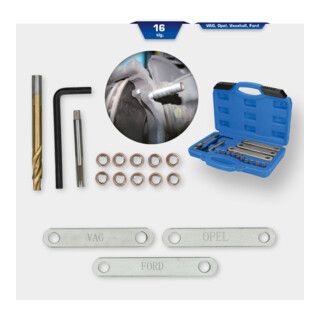 Brilliant Tools Reparatieset voor remschroefdraad, M9 x 1,25, 16-dlg