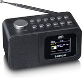 Lenco CR-625BK Radiowekker met DAB+/FM, 2,4 inch kleurendisplay, dimbaar, dubbel alarm, slaaptimer, sluimerfunctie, 30 zendergeheugen, AUX-in, zwart