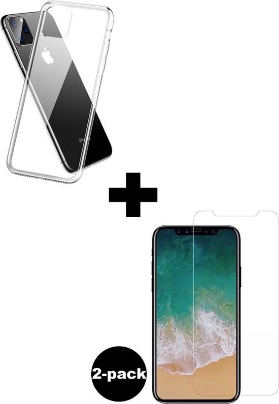 BTH Case for iPhone 11 Pro - Transparent Silicone Cover with 2x Screen Protector