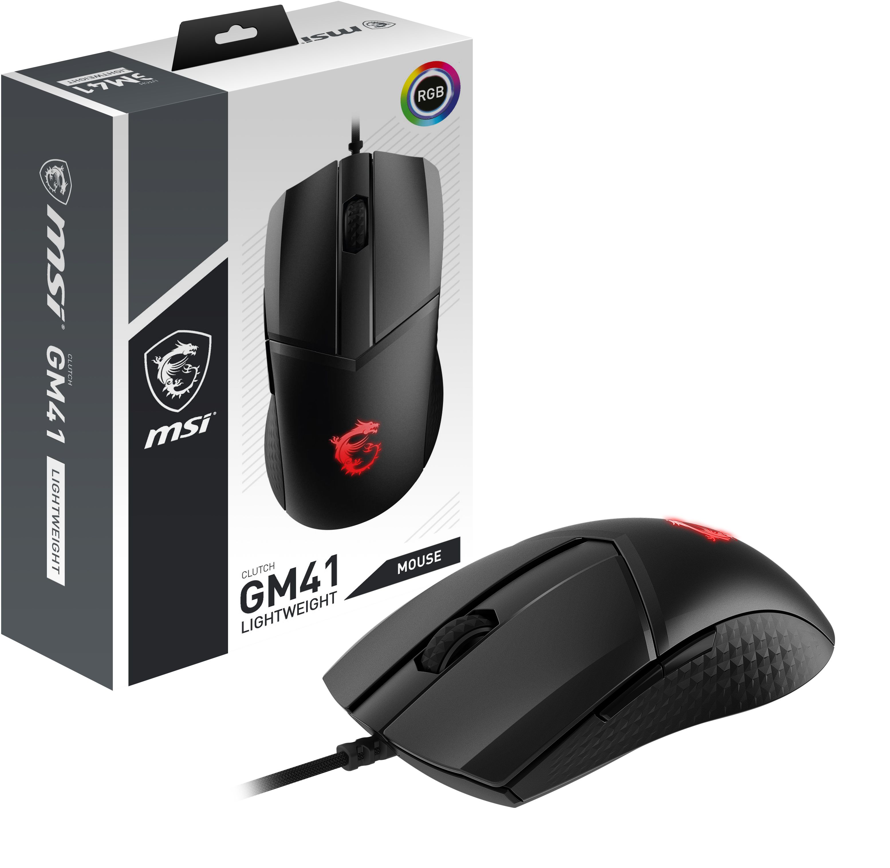 MSI Clutch GM41 Lightweight Gaming Mouse - 16000 DPI - USB Type-A - Zwart