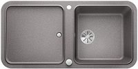 BLANCO Yova XL 6 S, gootsteen van Silgraniet PuraDur, omkeerbaar, aluminium metallic/met InFino-afvoersysteem, inclusief compound-snijplank en afvoerregeling; 523596