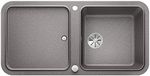 BLANCO Yova XL 6 S, gootsteen van Silgraniet PuraDur, omkeerbaar, aluminium metallic/met InFino-afvoersysteem, inclusief compound-snijplank en afvoerregeling; 523596
