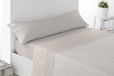 Miracle Home Roda 3-delige beddengoedset, hoeslaken, dekbedovertrek en kussensloop, anti-pilling, 50% katoen - 50% geborstelde microvezel, beige, 105 x 200 cm