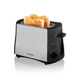 Cloer 3410 Broodrooster voor 2 sneden, 825 W, geïntegreerd opzetstuk voor broodjes, hefinrichting, Kruimellade, warmte-geïsoleerd, mat metalen behuizing