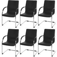 Icecat Set van 6 eetkamerstoel Samara, vrijdragende keukenstoel fauteuil stoel, staal ~ zwart