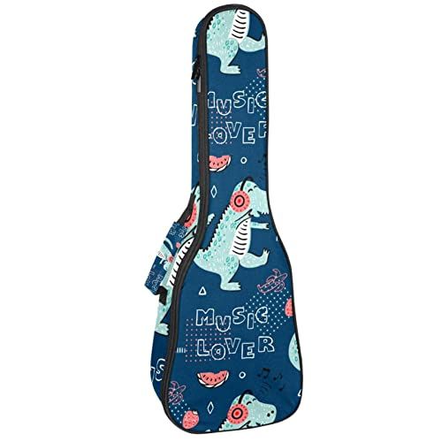 Mersov Tenor Ukulele Gigbag Waterdichte Ukelele Case Gewatteerde Rugzak, Geweldig voor Sopraan Concert (21/23/24") Blauwe Dinosaurus