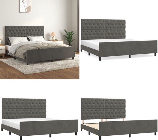 vidaXL Bedframe 160x200 cm Donkergrijs Fluweel