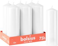 Bolsius Gladde Stompkaarsen - Wit - 6 stuks - 75 branduren - 20 x 6.8 cm