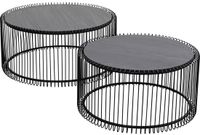 Kare Design Salontafel Wire Zwart Hout (2/Set)