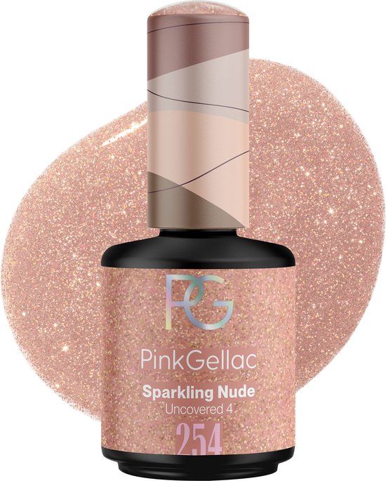 Pink Gellac Gel Nail Polish - 254 Sparkling Nude - 15ml