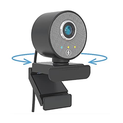 Midland Follow-U webcam, C1522, draaibare webcam in stijlvol design voor Smart-Working met Live Tracking System, geïntegreerde microfoon, Full HD: 1080p, compatibel met elk apparaat met USB-poort