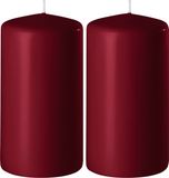 2x bougies cylindriques/bougies piliers 6 x 10 cm 36 heures de combustion - Bougies inodores bordeaux - Décorations d'intérieur