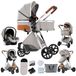 Landau - Landau 3-en-1 - Incluant siège auto - Pliable - Unité d'assise pivotante - Convient pour un poids jusqu'à 20 kg - Gris clair