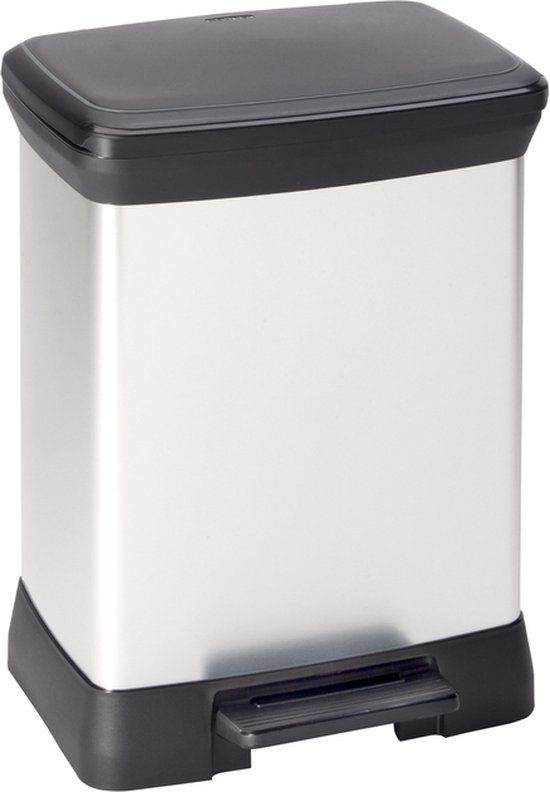 Curver Decobin Pedaalemmer - 30L - Metallic - Zilver