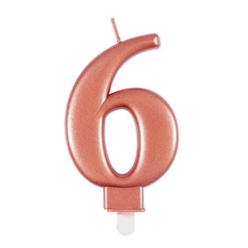Unique Party Metallic Birthday Candle - Number 6 - Rose Gold