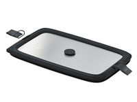 RÖSLE Flexx 2GO Roestvrijstalen deksel, 1,5 l, vierkant, met clips voor lunchbox, siliconen rand, aromadicht, siliconen ventiel, zilverkleurig/zwart